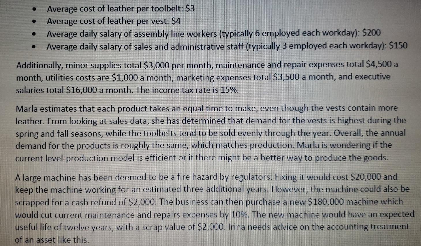 Work Gear Case Irina has just been hired as CEO of a