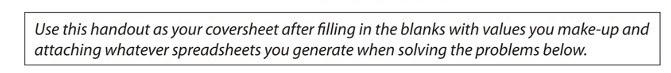  need help with formula and excel spreadsheet Use this handout as