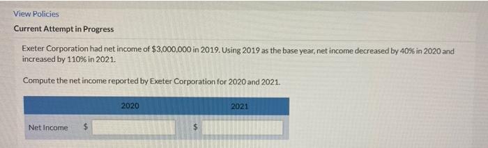  View Policies Current Attempt in Progress Exeter Corporation had net income