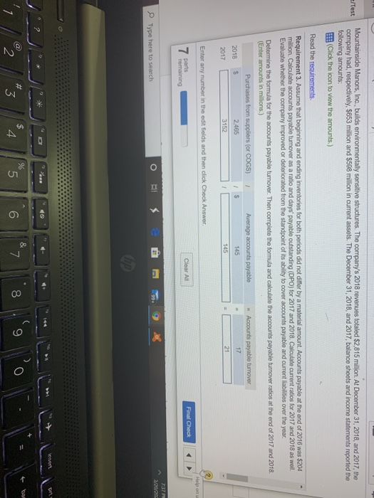  /Test Mountainside Manors, Inc., builds environmentally sensitive structures. The company's 2018