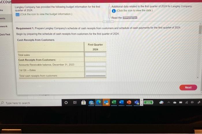40.750 37.300 st quarter of Prepare Langley ng the schedule of Total