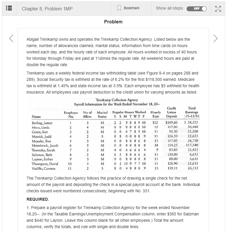 Need help on how to do this problem Chapter 8, Problem 1MP