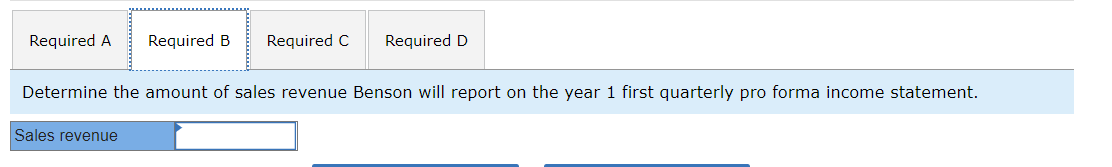 pointers over the Internet. Benson expects sales in January year 1 to
