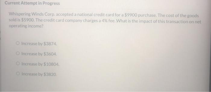  Current Attempt in Progress Whispering Winds Corp. accepted a national credit