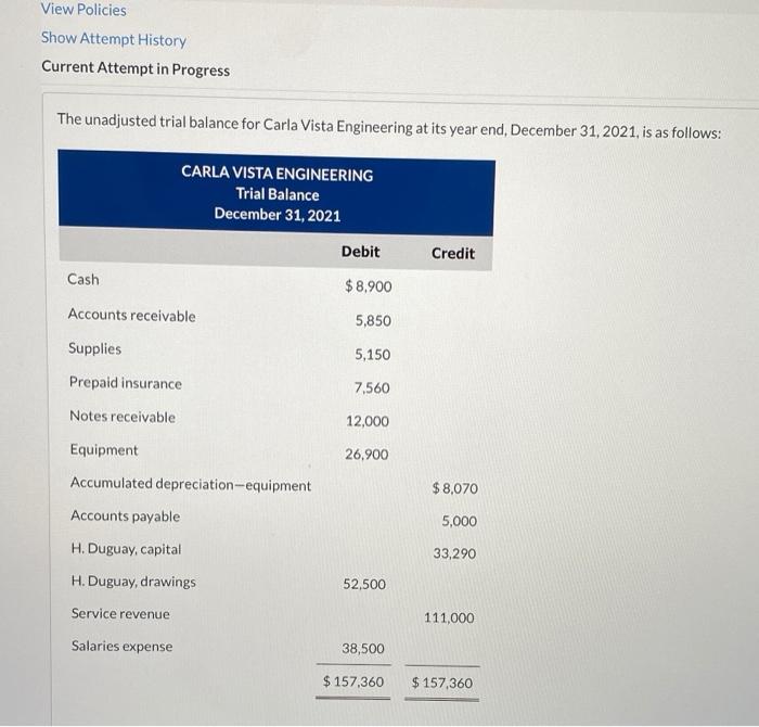 b? View Policies Show Attempt History Current Attempt in Progress The unadjusted