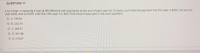 with payments at the end of each year for 10 years, such