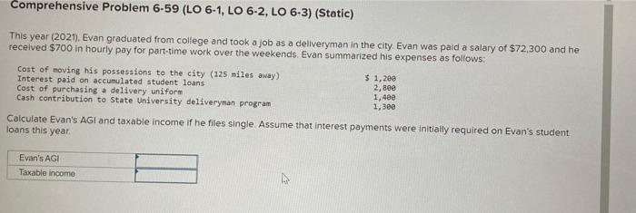  Comprehensive Problem 6-59 (LO 6-1, LO 6-2, LO 6-3) (Static) This