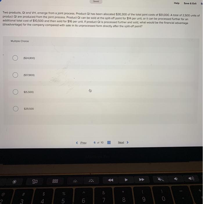  Help Save & Exit si Two products, QI and VH, emerge