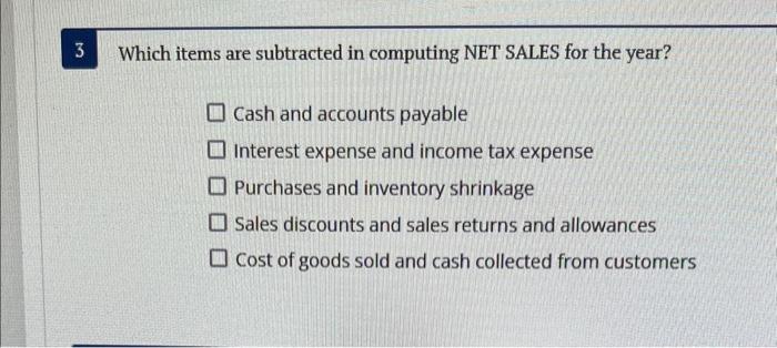  3 Which items are subtracted in computing NET SALES for the