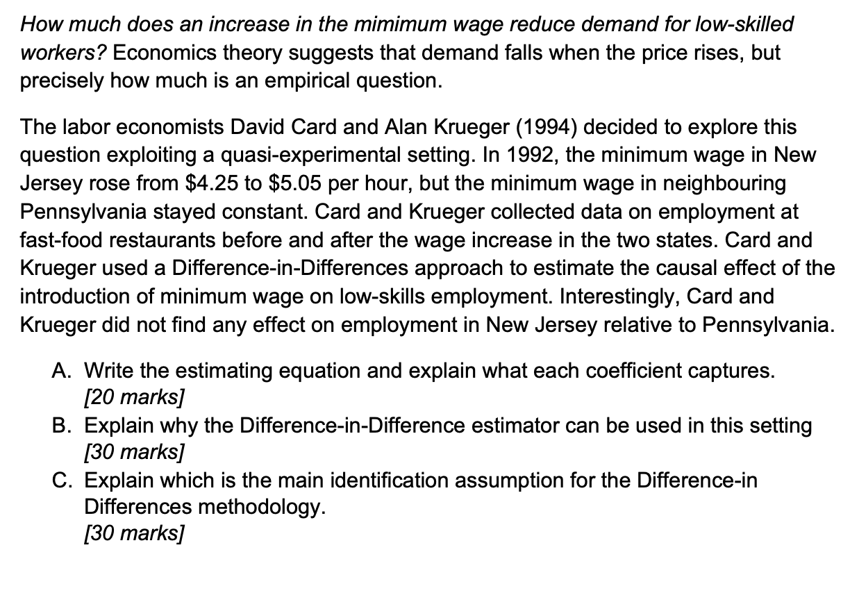How much does an increase in the mimimum wage reduce demand