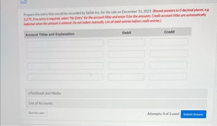 entry that would be recorded by Spish Inc, for the sale on