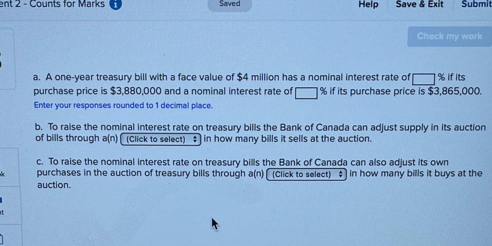 ent 2 - Counts for Marks 1 Saved Help Save &