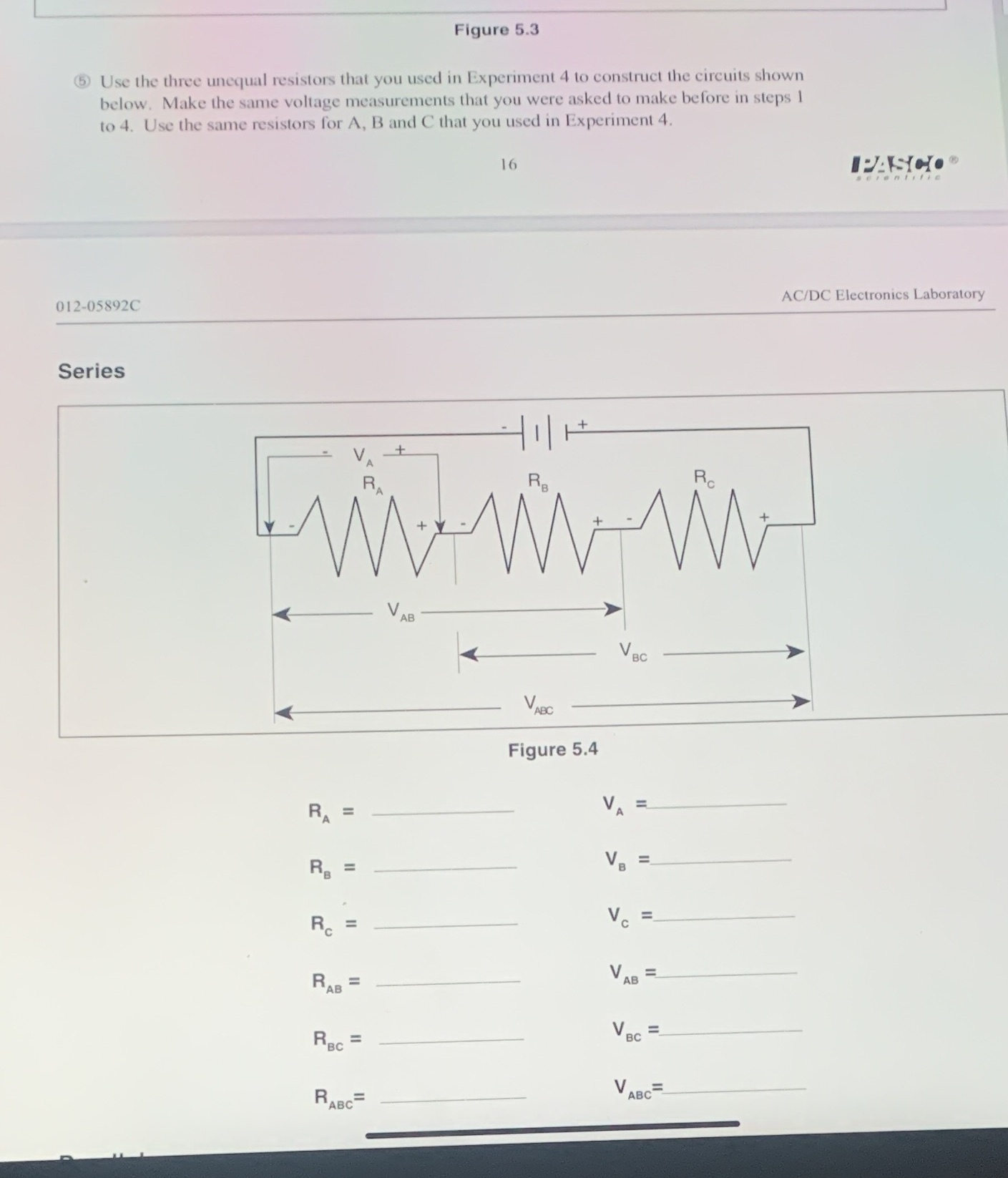 Reference ; AC/DC ELECTRONICS LABORATORY Manual Figure 5.3 5 Use the three