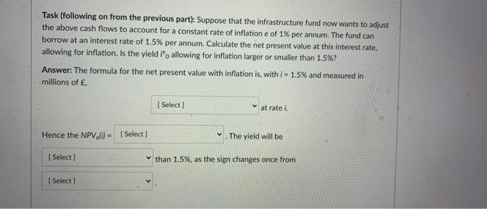  Task (following on from the previous part): Suppose that the infrastructure