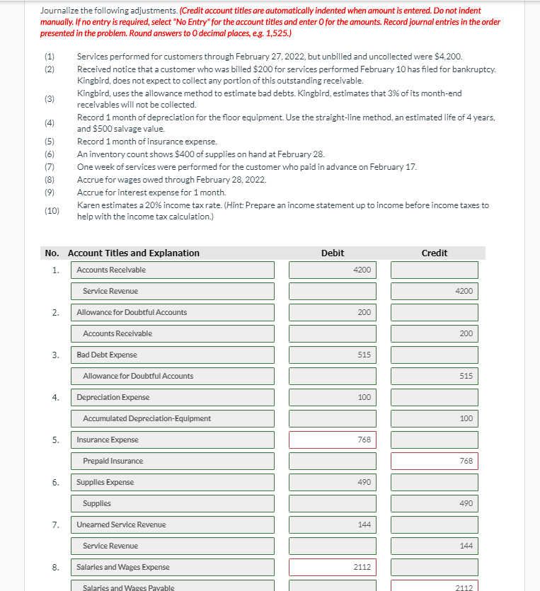  Please help with this question. The journal entries and trial balance
