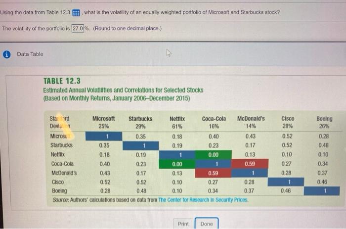  Using the data from Table 12.3 E what is the volatility