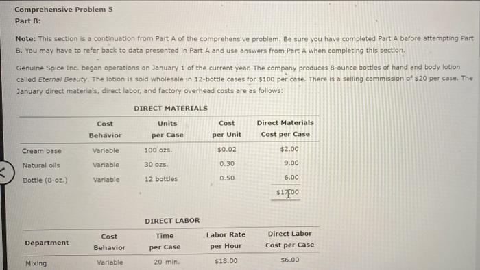  Comprehensive Problem 5 Part B: Note: This section is a continuation