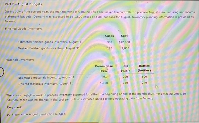 Part A before attempting Part B. You may have to refer back