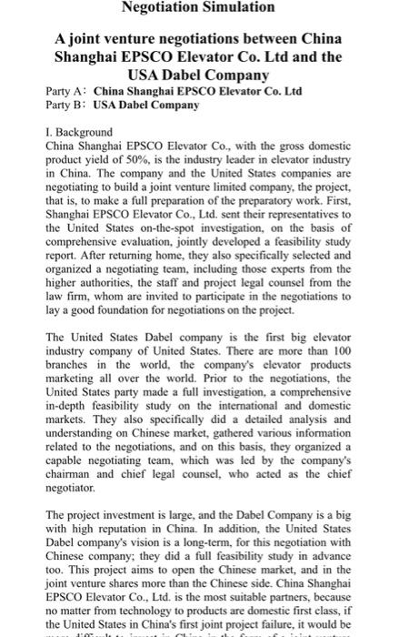 I want help about how to solve it Negotiation Simulation A joint