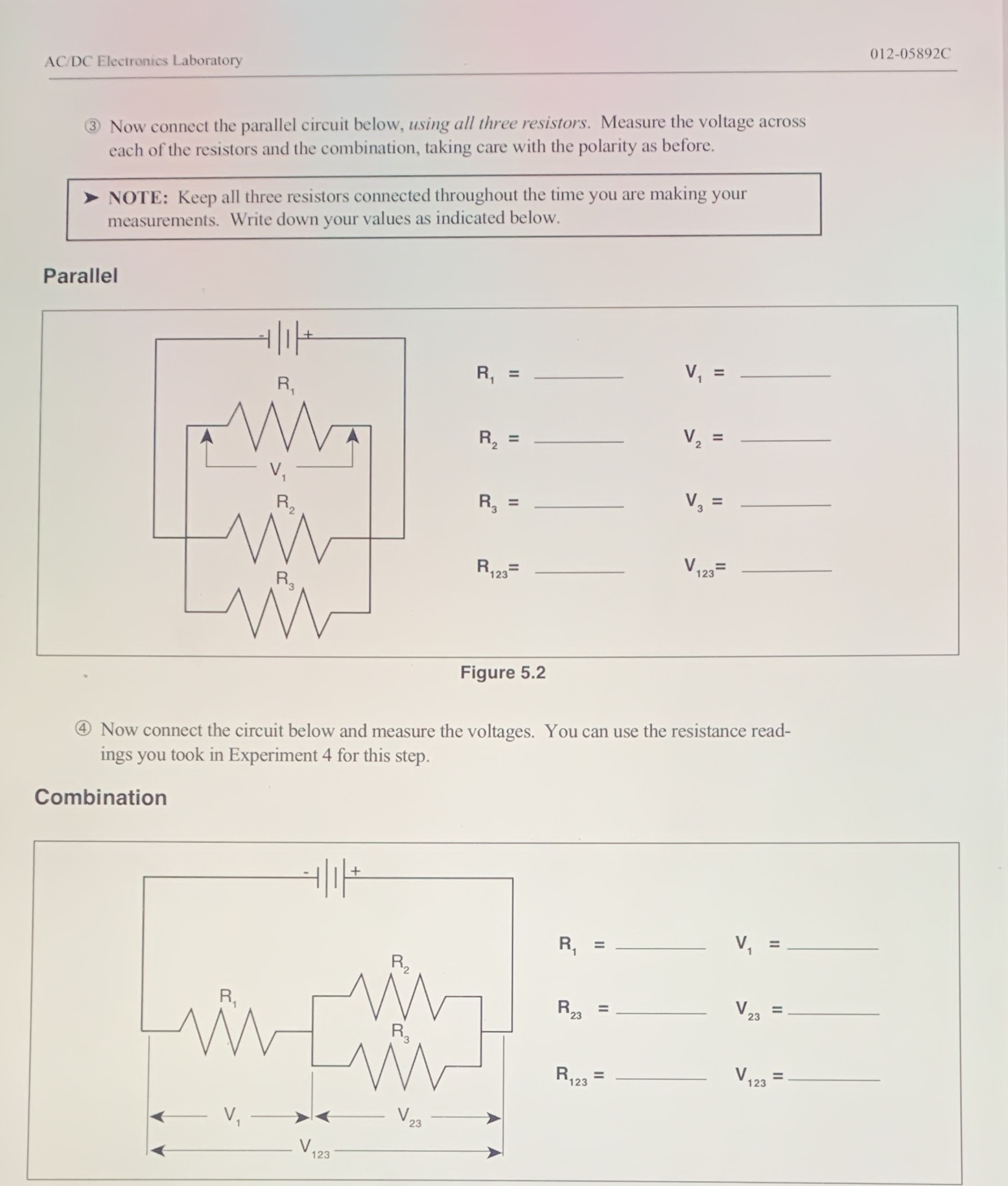 Reference; AC/DC ELECTRONICS LABORATORY MANUAL 012-05892C AC/DC Electronics Laboratory (3) Now connect