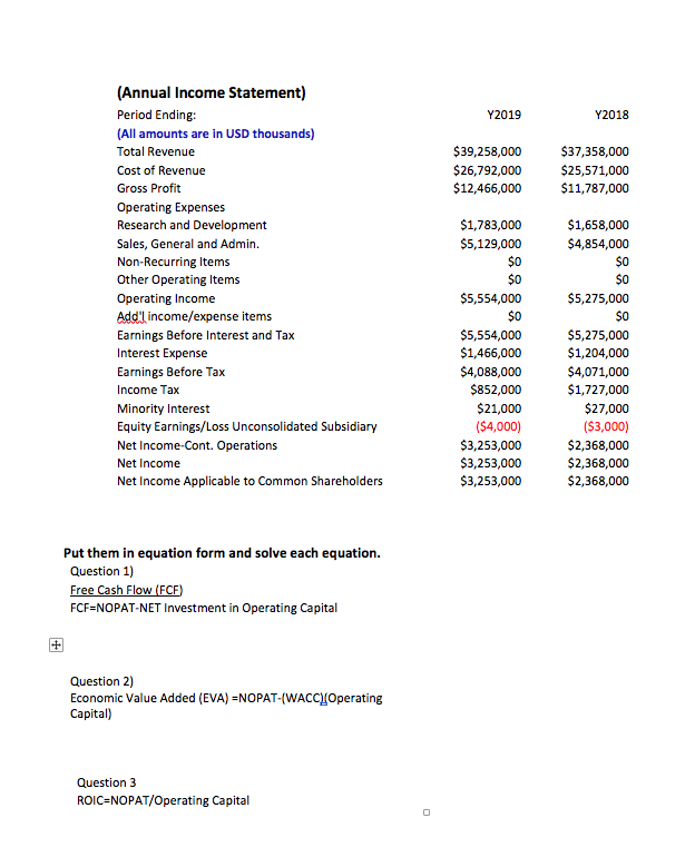 and Income Sheet. The question have the formulas setup already just need