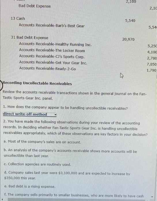 analysis of the company's accounts receivable shot more accounts will be collective