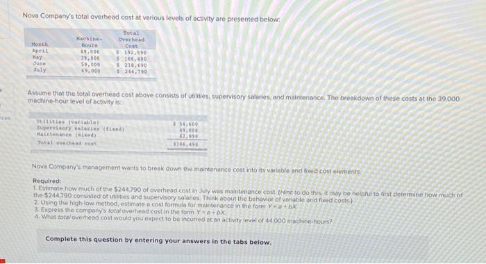 es, supervisory salaries, and maintenance. The breakdown of these costs of the