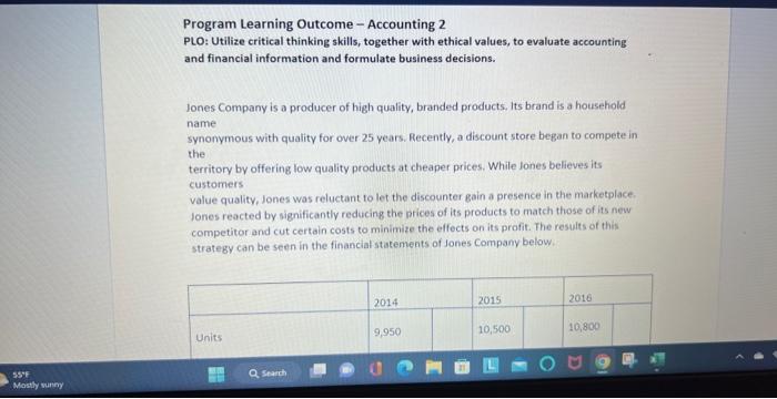  Program Learning Outcome - Accounting 2 PLO: Utilize critical thinking skills,
