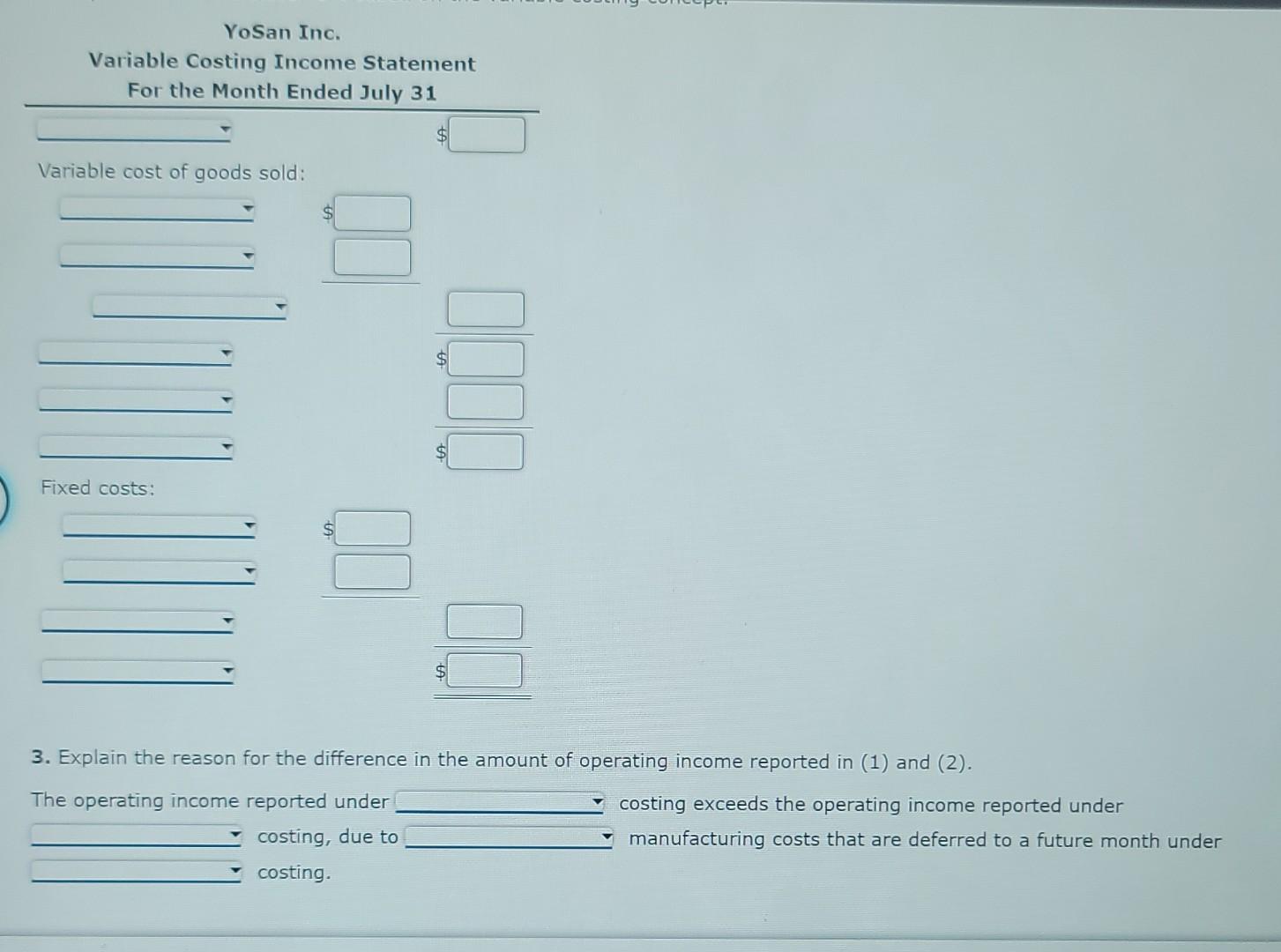 which 11,600 were sold. Operating data for the month are summarized as