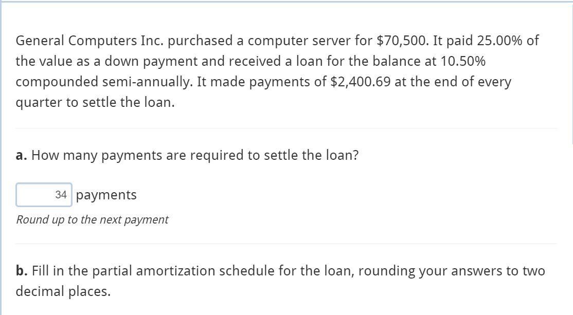 General Computers Inc. purchased a computer server for $70,500. It paid