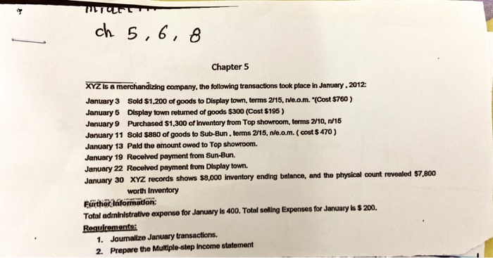 the following transactions took place in January 2012 January 3 Sold S1.200