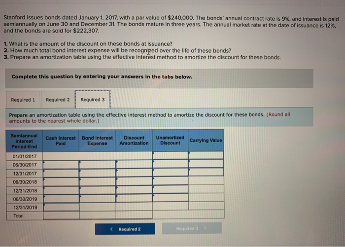  Stanford Issues bonds dated January 1, 2017, with a par value