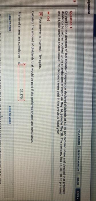  aignment FULL SCREEN PRINTER VERSION BACK NEXT Question On April 30,