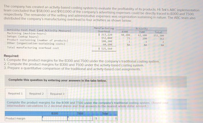 L07-3, L07-4. LO7-5) Hi-Tek Manufacturing, Incorporated, makes two types of industrial component