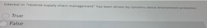 reverse supply chain management" been False
