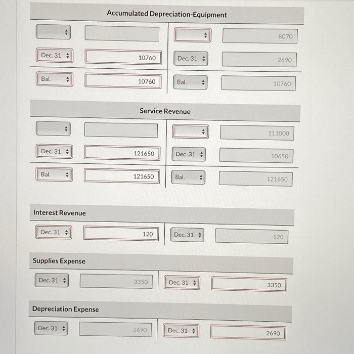 Supplies 5,150 7.560 12,000 Prepaid insurance Notes receivable Equipment Accumulated depreciation-equipment Accounts