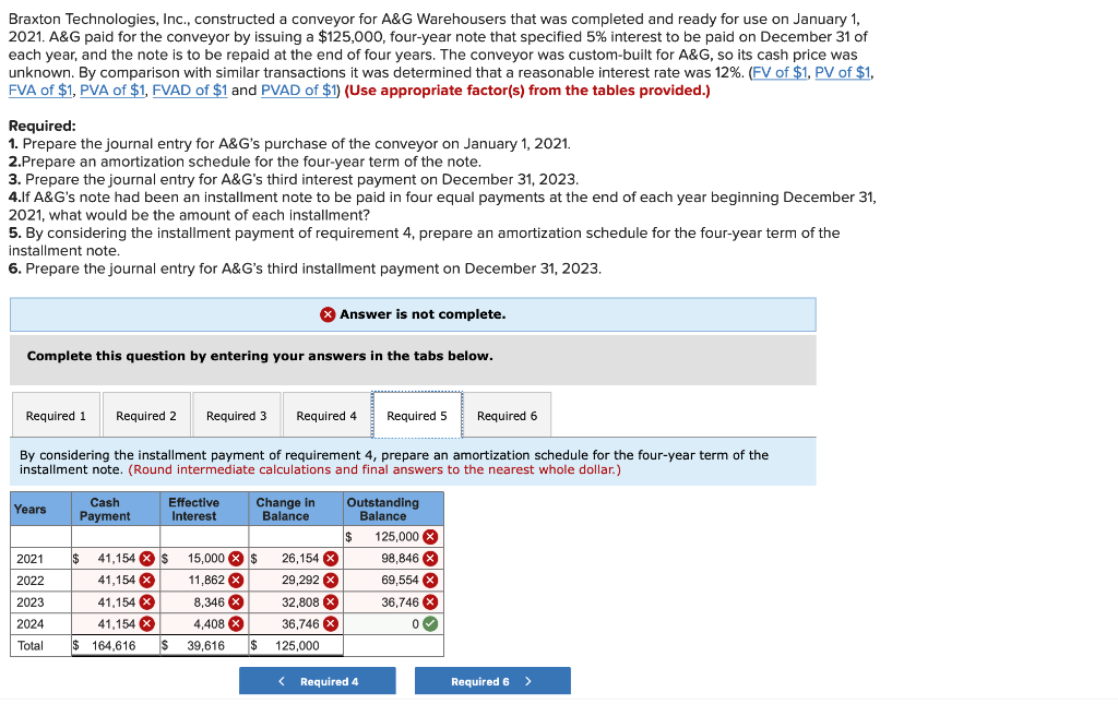 41154 and it was incorrect ): Braxton Technologies, Inc., constructed a conveyor