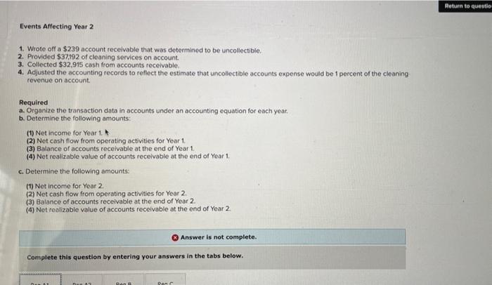  Return to questo Events Affecting Year 2 1. Wrote off a