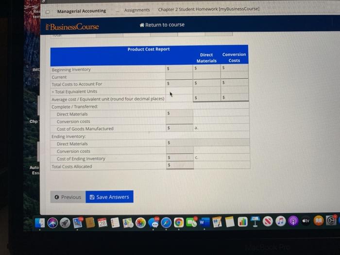 warra Equivalent Units and Product Cost Report--Weighted Average Method The following data