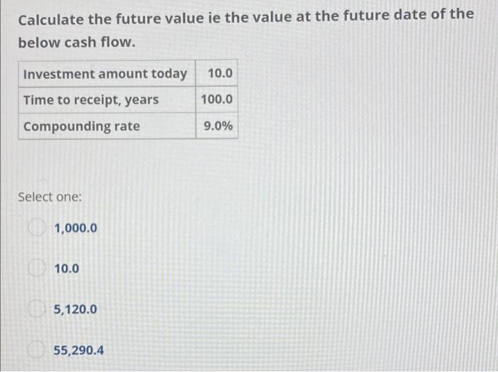 1. 2. Calculate the future value ie the value at the future