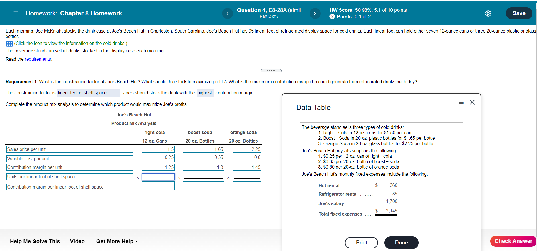  = Homework: Chapter 8 Homework Question 4, E8-28A (simil... Part 2