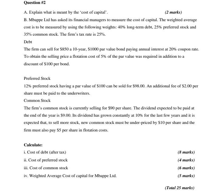 Old MathJax webview Financial Management 2. Please show all workings. thank you.