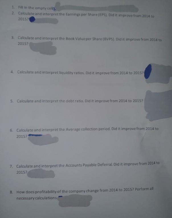 solution and thanks in advance. 2015 2014 BALANCE SHEETS - Allied Food