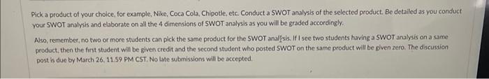 please help Pick a product of your choice, for example, Nike, Coca