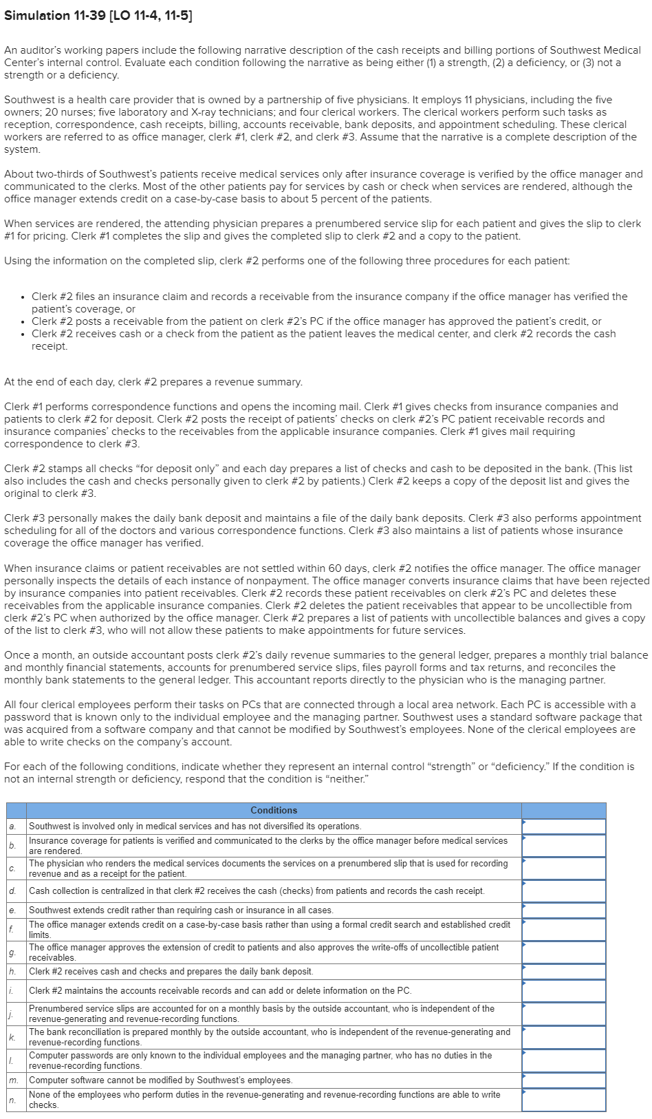Simulation 11-39 [LO 11-4, 11-5) An auditor's working papers include the