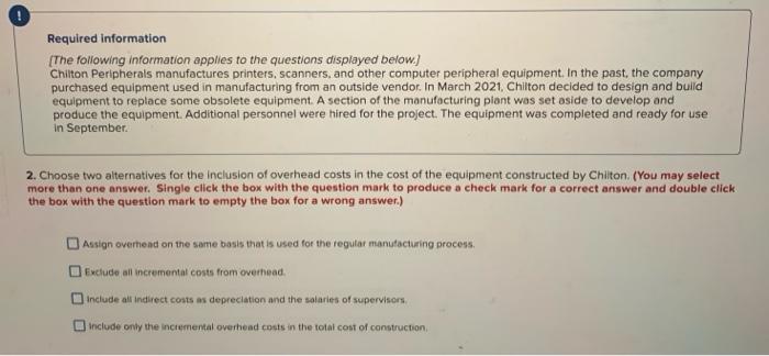 please answer this question Required information (The following information applies to the