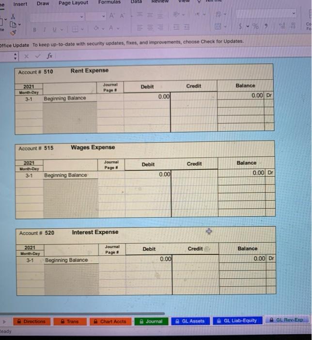 Trans Chart Accts Journal GL Assets GL Rev.Exp GL Liab-Equity ady [L