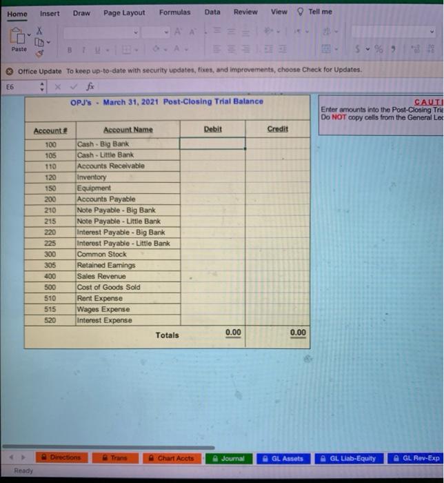 - Big Bank Cash - Little Bank Accounts Receivable Inventory Equipment 200