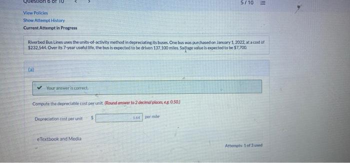 Prepare a depreciation schedule 5/10 E View Policies Show Attempt History Current