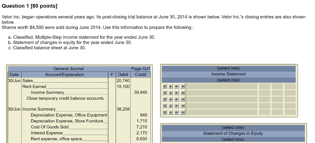  Question 1 [80 points] Velor Inc. began operations several years ago.